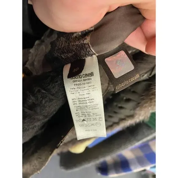Roberto Cavalli Fur & Leather Straight-Cut Jacket - IT 40 / S